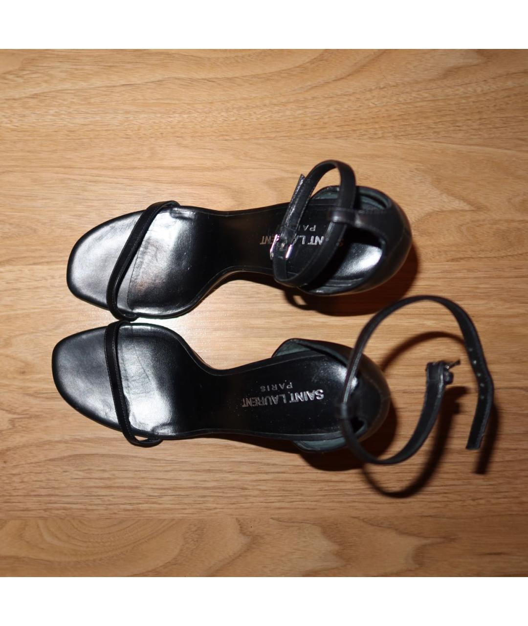 SAINT LAURENT Черные кожаные босоножки, фото 3