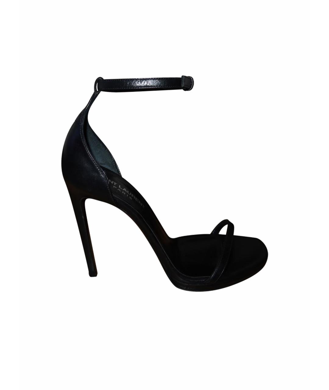 SAINT LAURENT Черные кожаные босоножки, фото 1