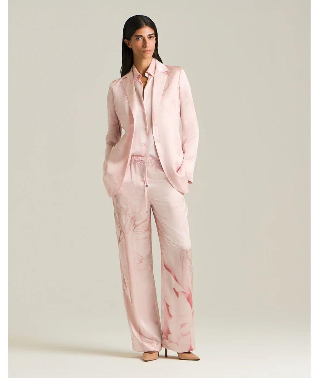 KITON Розовые шелковые прямые брюки, фото 5