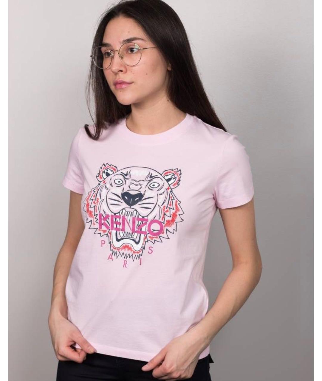 KENZO Розовая хлопковая футболка, фото 2