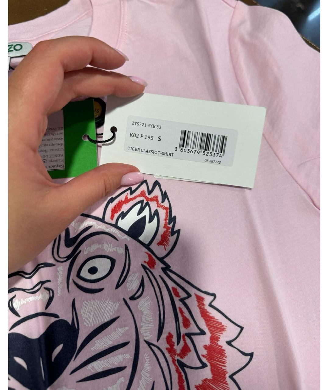 KENZO Розовая хлопковая футболка, фото 6