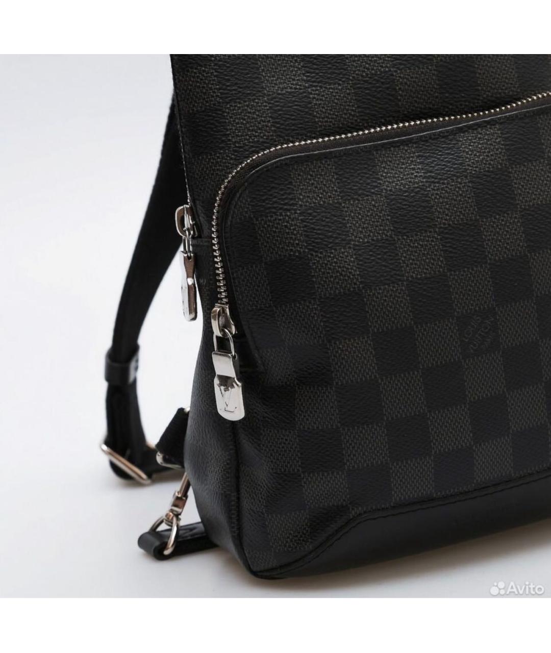 LOUIS VUITTON Черная кожаная сумка на плечо, фото 3