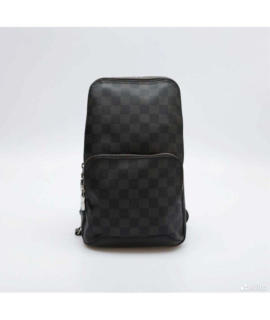 LOUIS VUITTON Черная кожаная сумка на плечо, фото 5