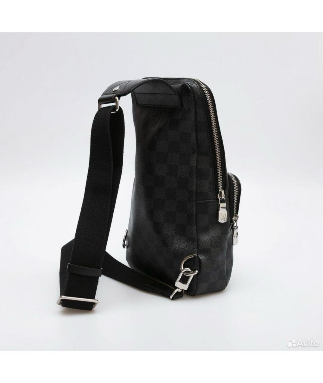 LOUIS VUITTON Черная кожаная сумка на плечо, фото 2
