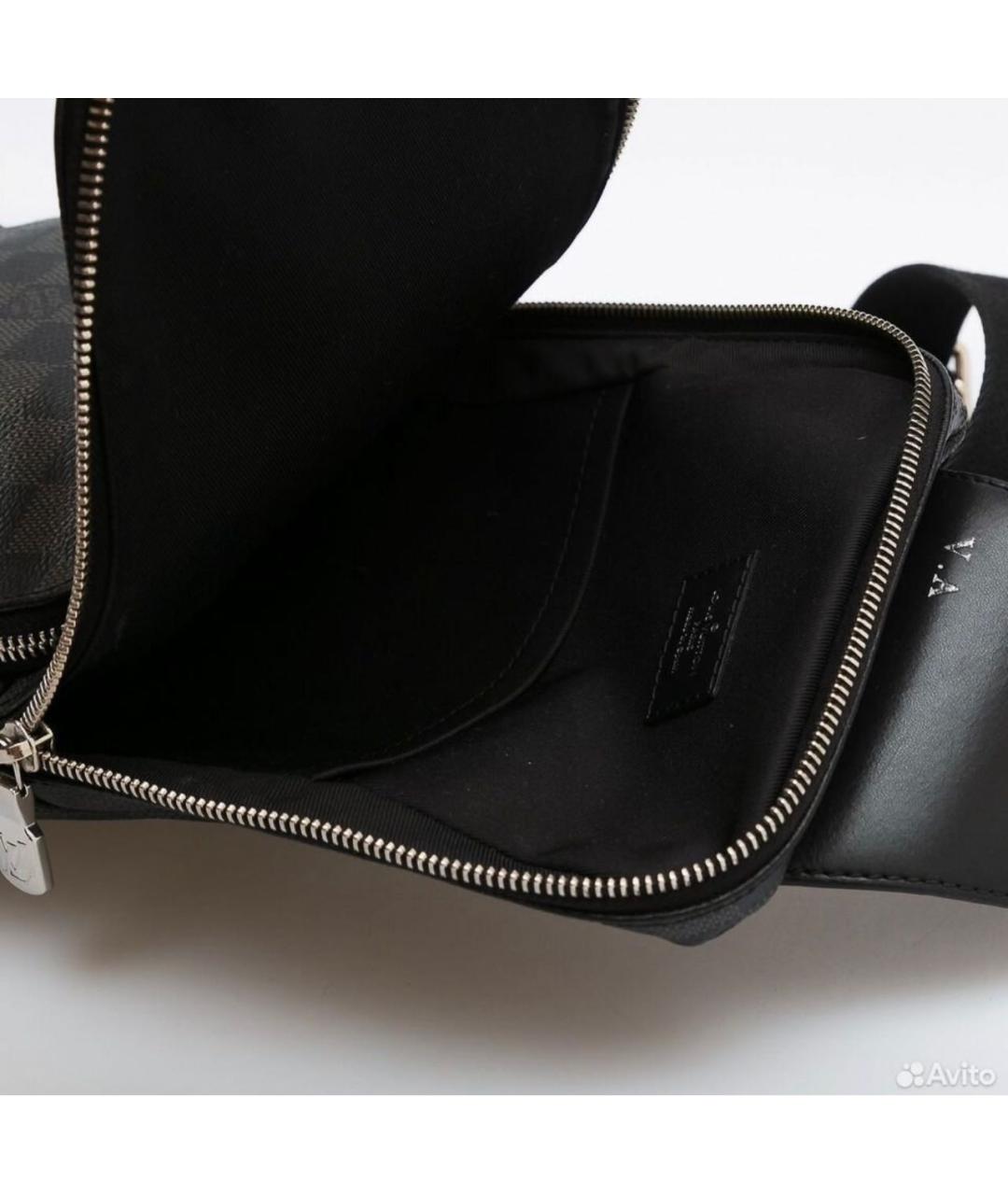 LOUIS VUITTON Черная кожаная сумка на плечо, фото 4