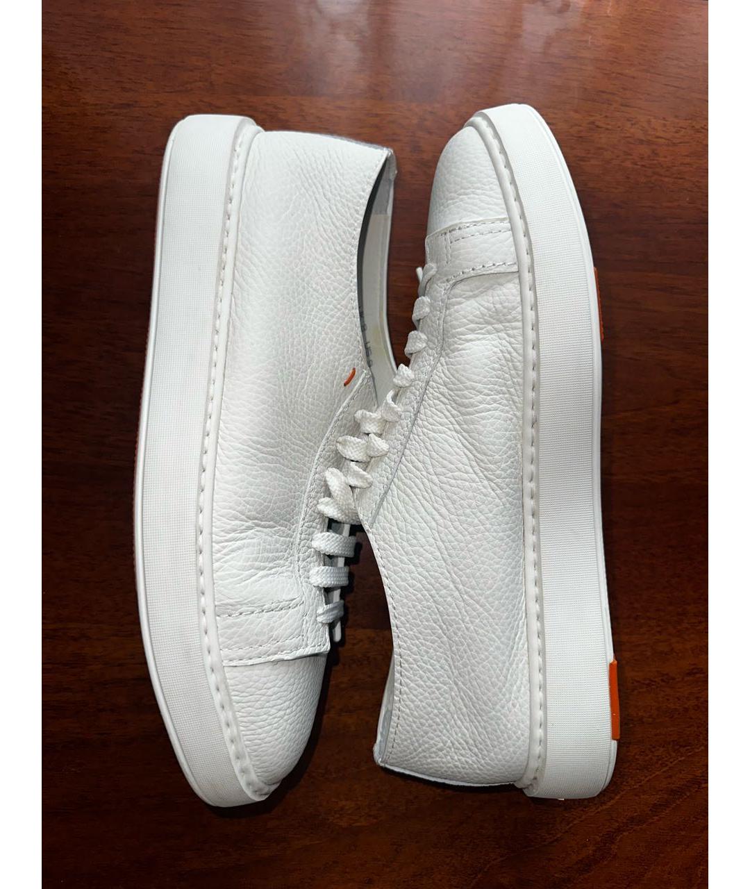 SANTONI Белые кожаные низкие кроссовки / кеды, фото 6