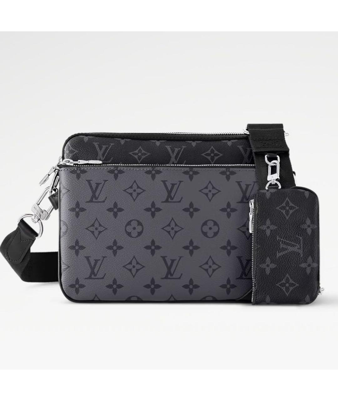 LOUIS VUITTON Антрацитовая кожаная сумка на плечо, фото 9