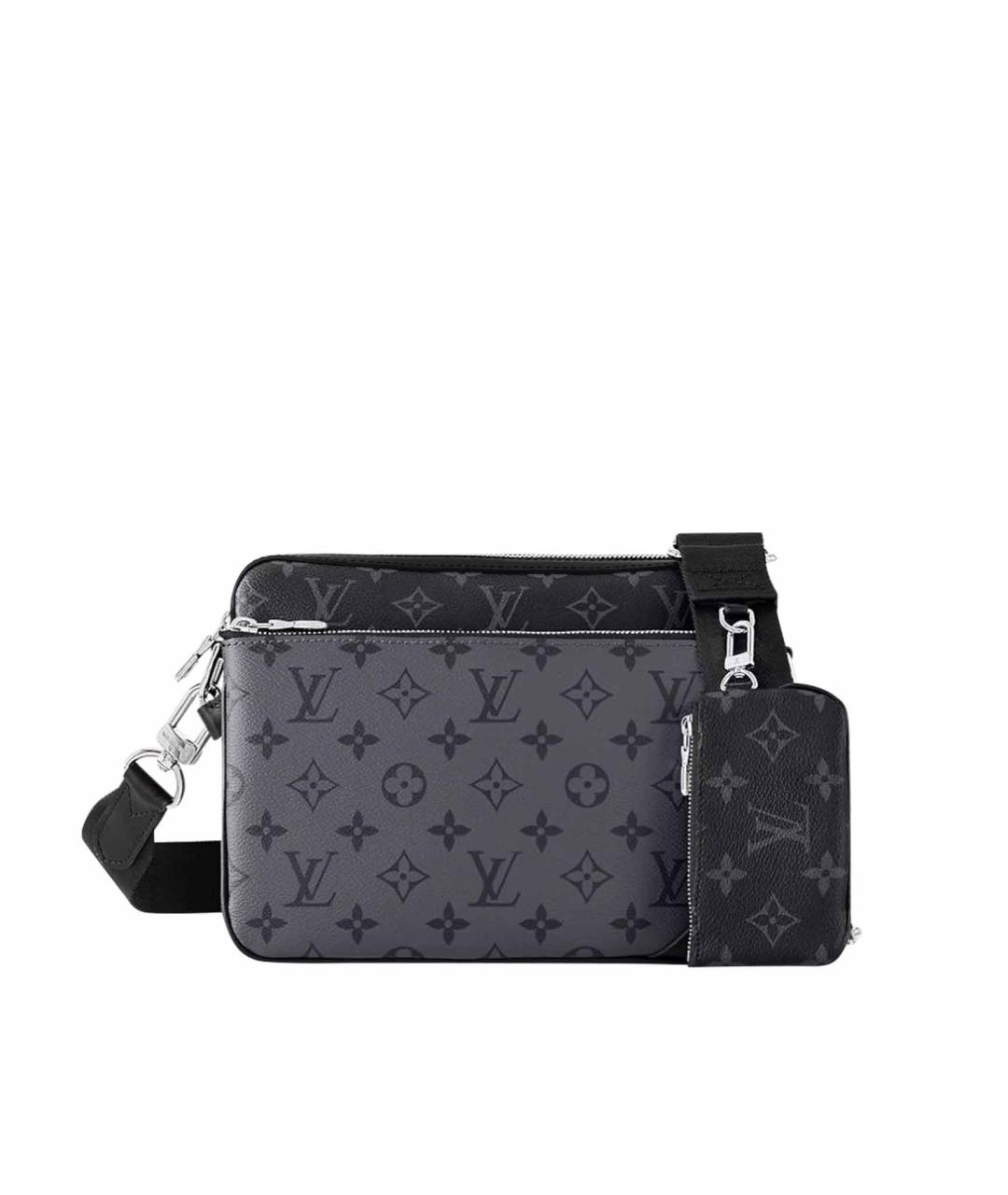 LOUIS VUITTON Антрацитовая кожаная сумка на плечо, фото 1