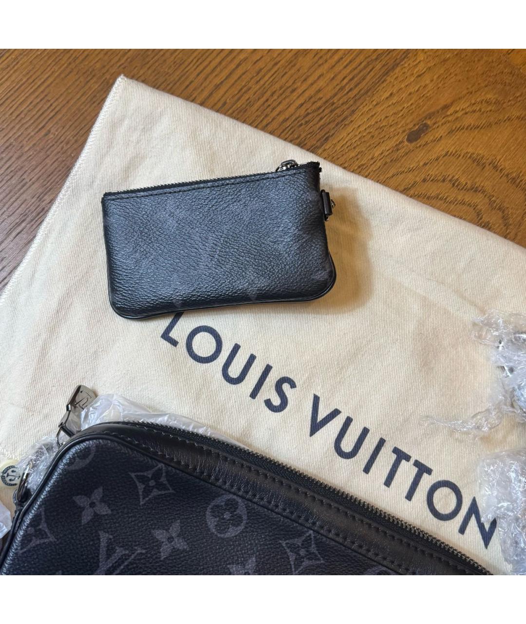 LOUIS VUITTON Антрацитовая кожаная сумка на плечо, фото 6