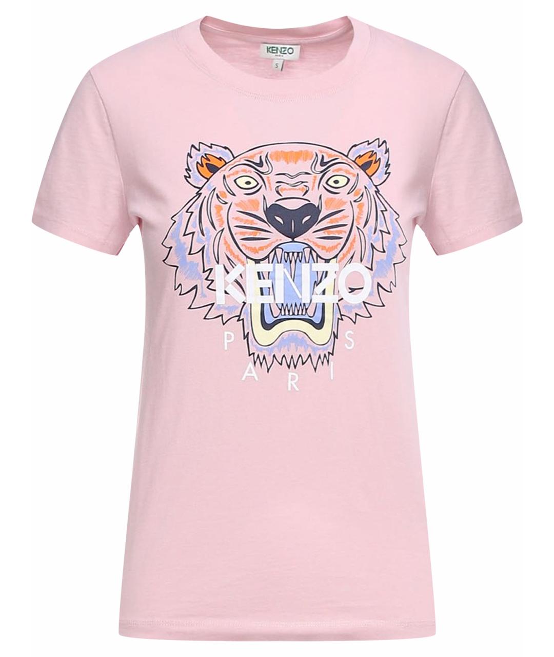 KENZO Розовая хлопковая футболка, фото 1