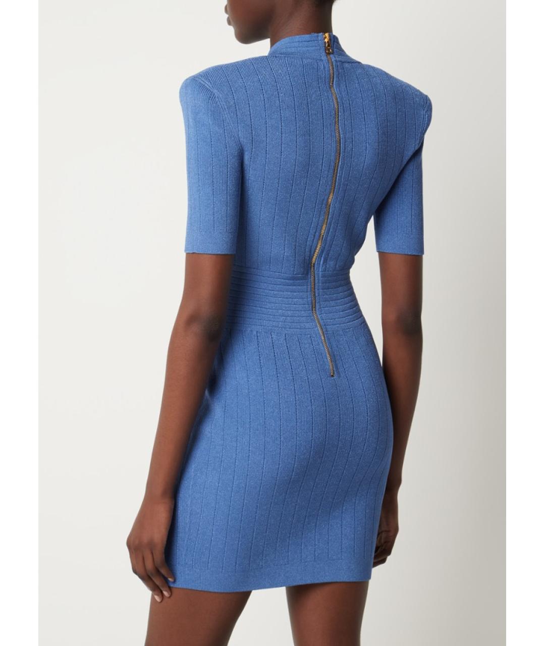 BALMAIN Голубое коктейльное платье, фото 4