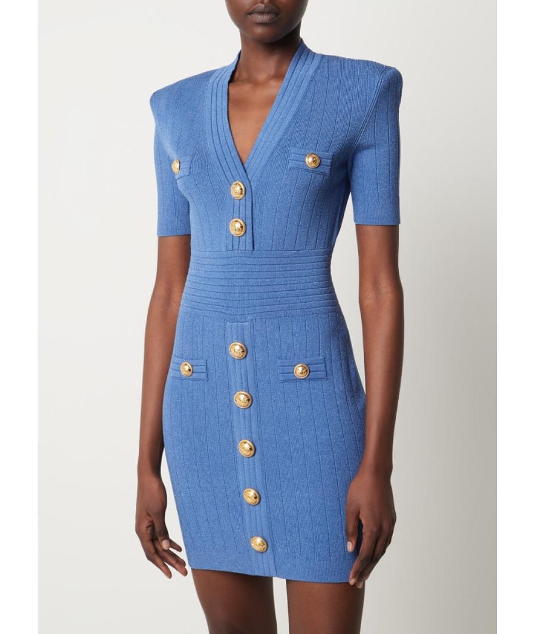 BALMAIN Голубое коктейльное платье, фото 3