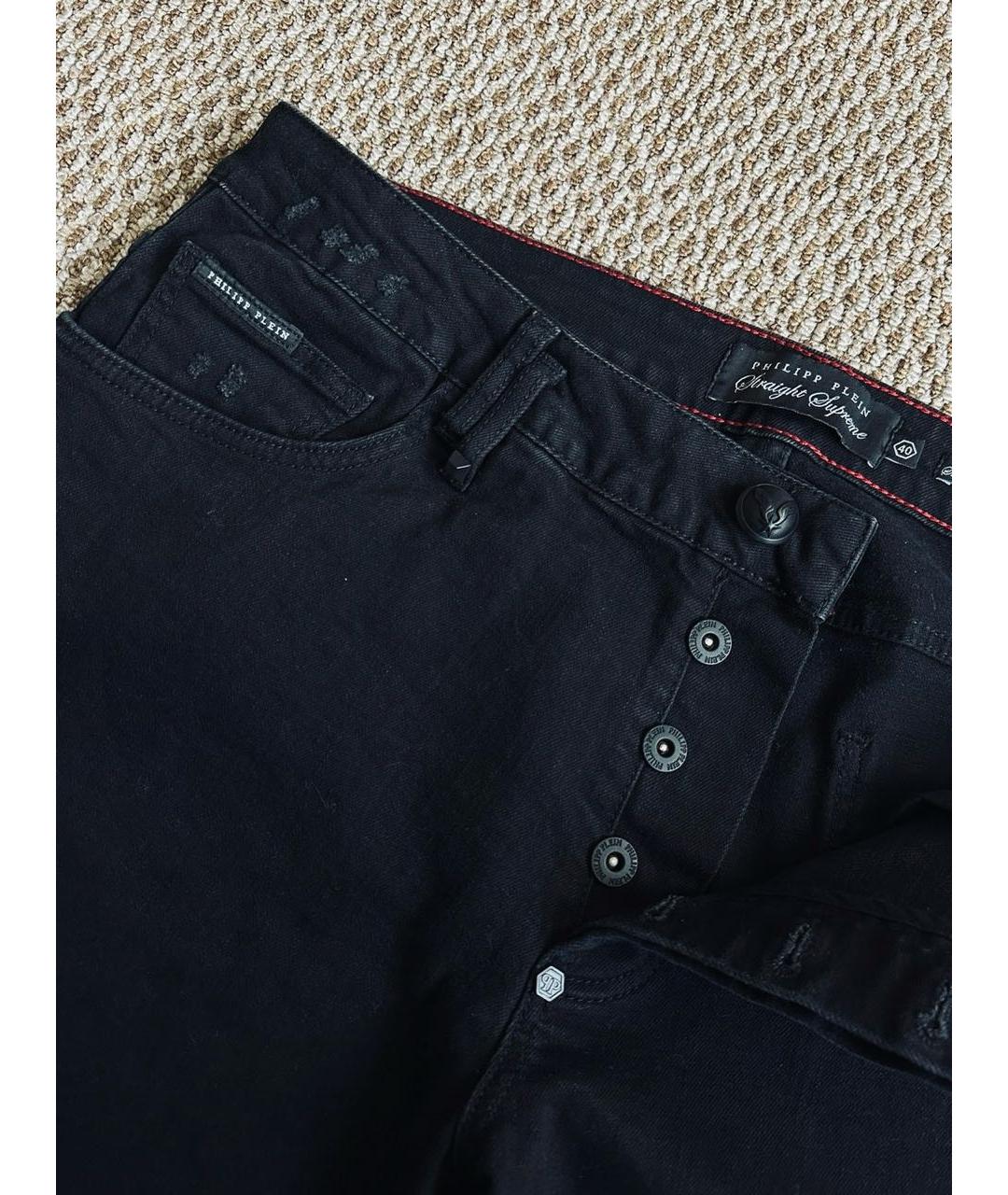 PHILIPP PLEIN Черные хлопко-эластановые джинсы, фото 8