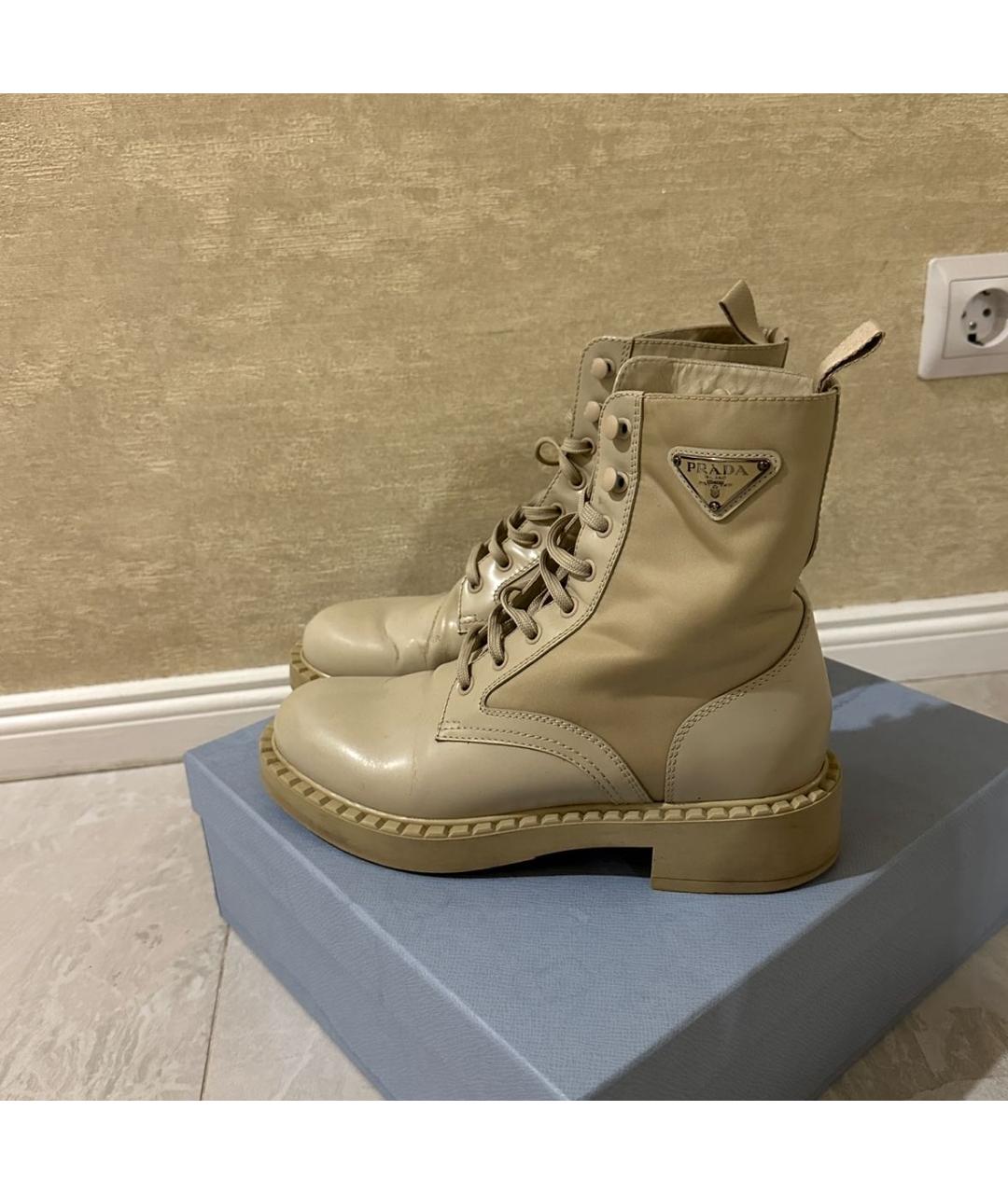 PRADA Бежевые кожаные ботинки, фото 8