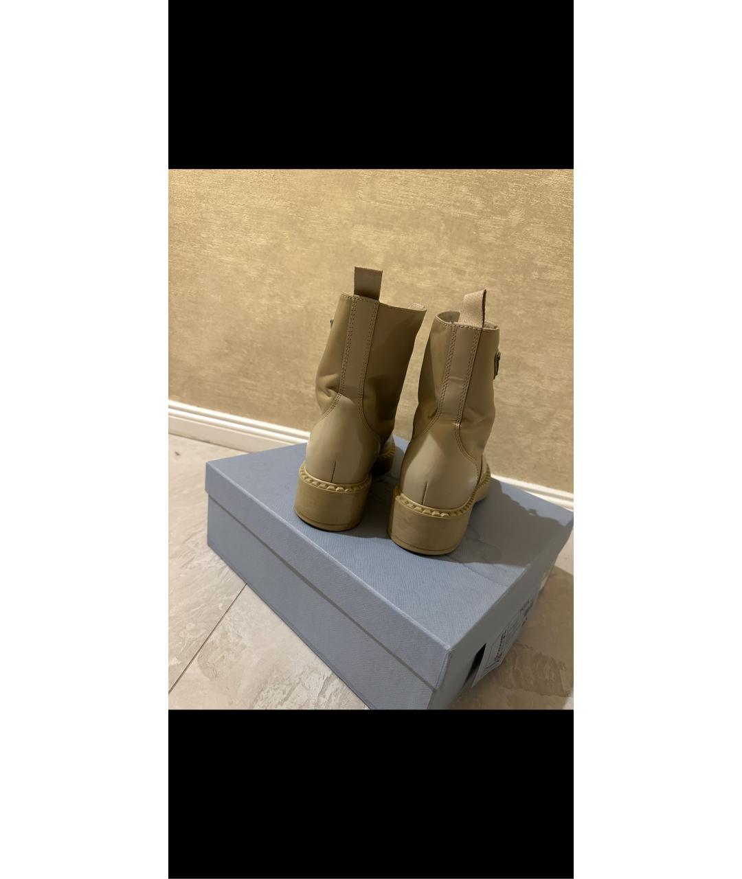 PRADA Бежевые кожаные ботинки, фото 5