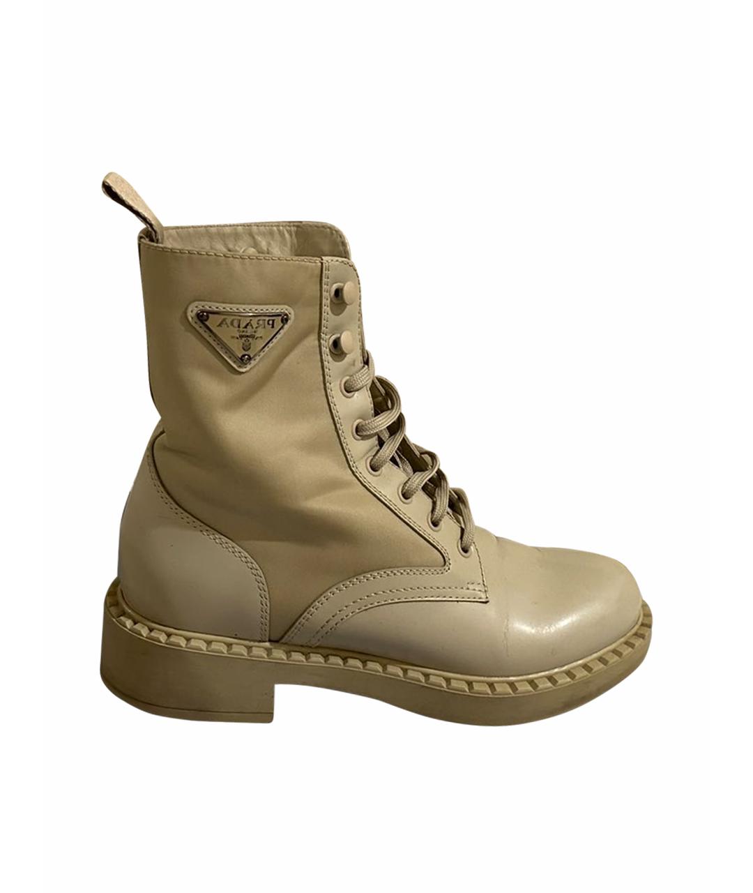 PRADA Бежевые кожаные ботинки, фото 1