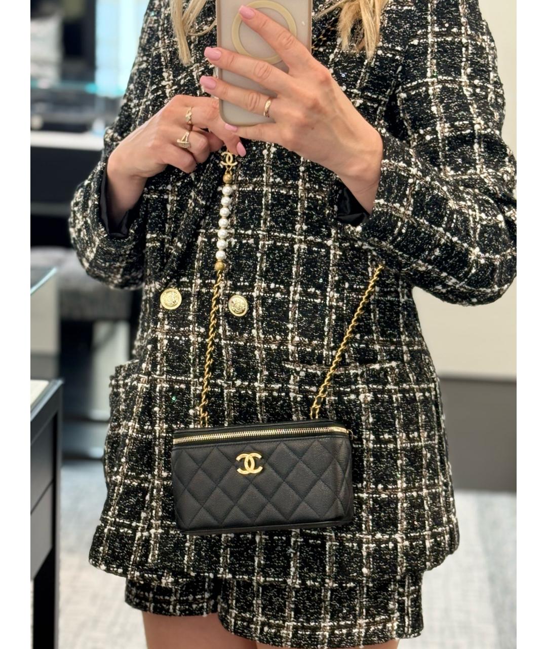 CHANEL Черная кожаная сумка через плечо, фото 6
