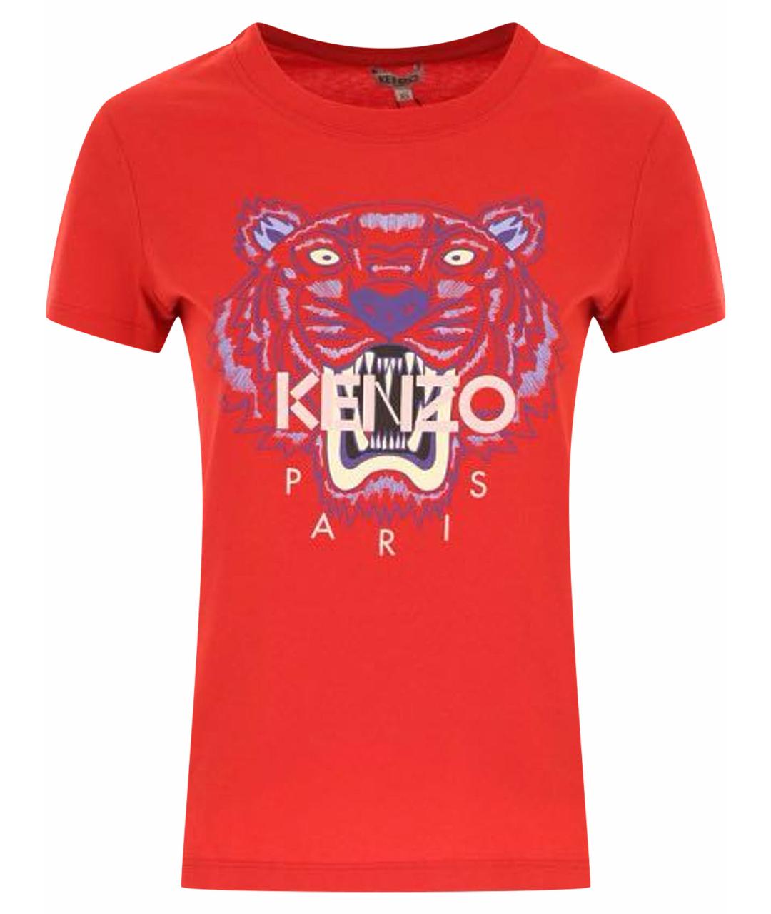 KENZO Красная хлопковая футболка, фото 1