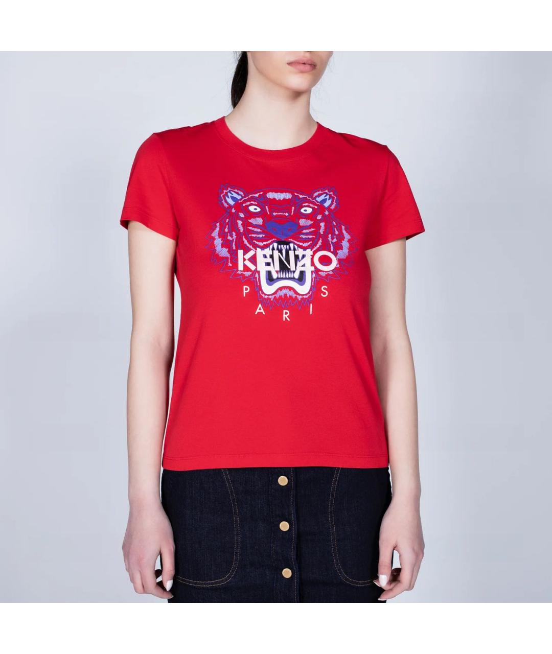 KENZO Красная хлопковая футболка, фото 6
