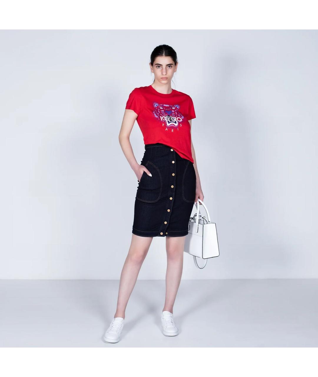 KENZO Красная хлопковая футболка, фото 8