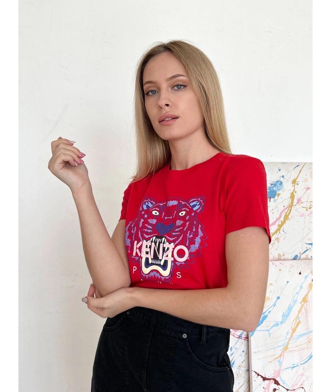 KENZO Красная хлопковая футболка, фото 2