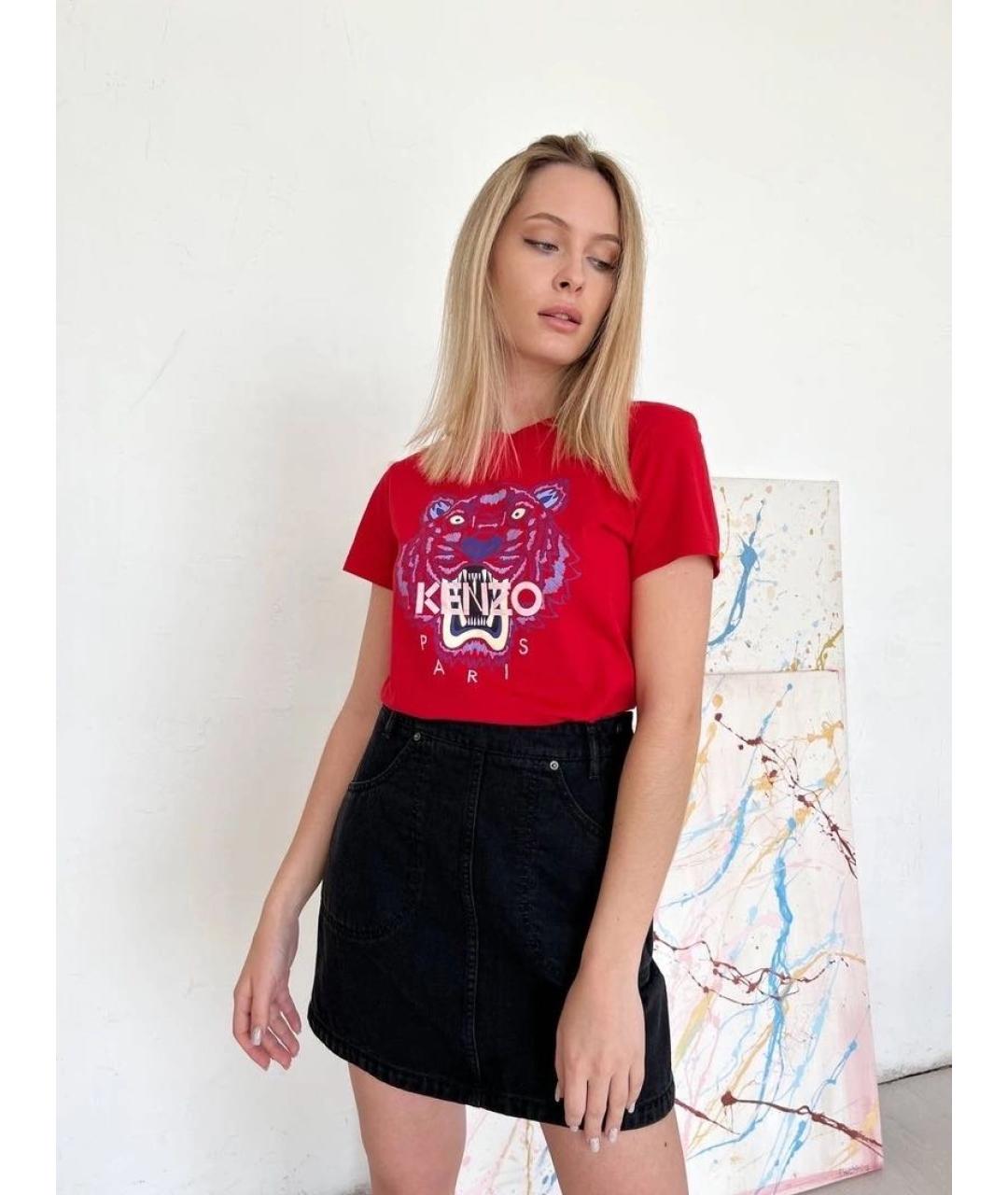 KENZO Красная хлопковая футболка, фото 3