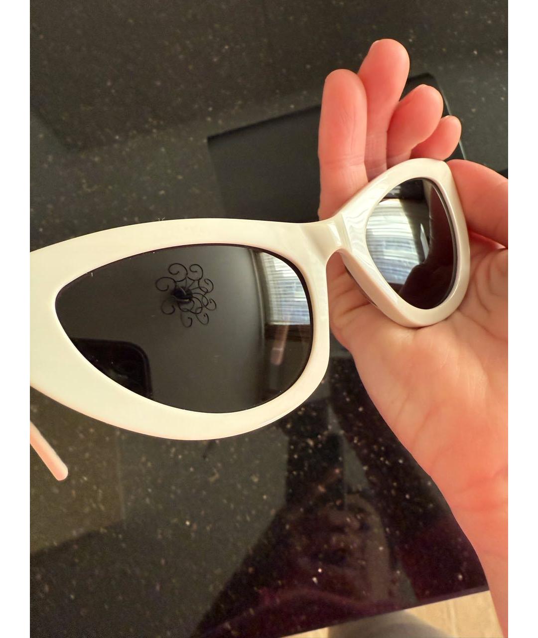 SAINT LAURENT Белые пластиковые солнцезащитные очки, фото 2