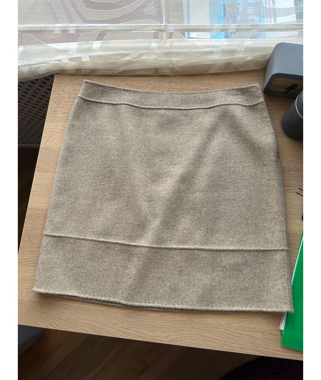 'S MAX MARA Бежевая шерстяная юбка мини, фото 2