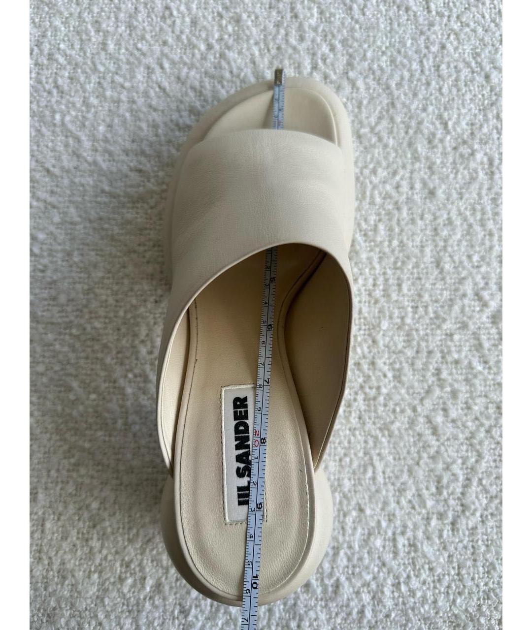 JIL SANDER Бежевые кожаные сабо, фото 4