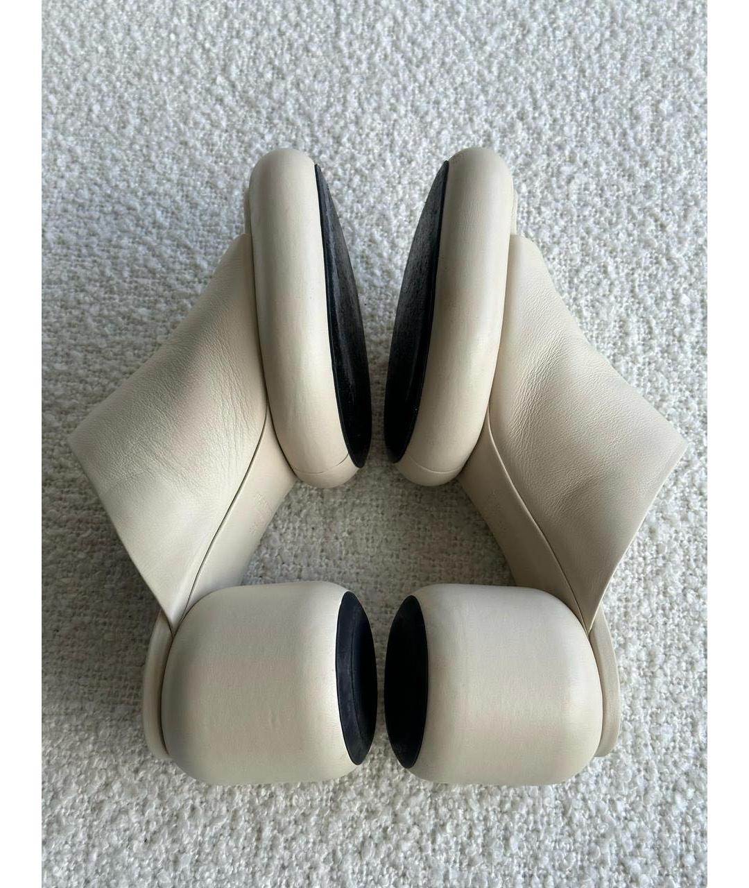 JIL SANDER Бежевые кожаные сабо, фото 3