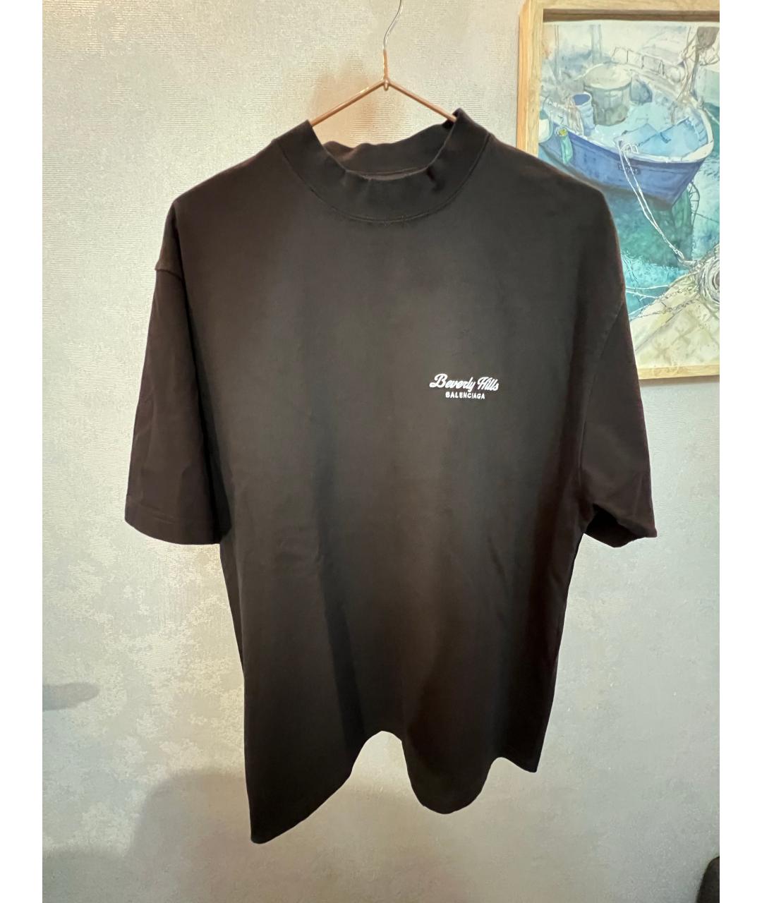 BALENCIAGA Черная хлопковая футболка, фото 6