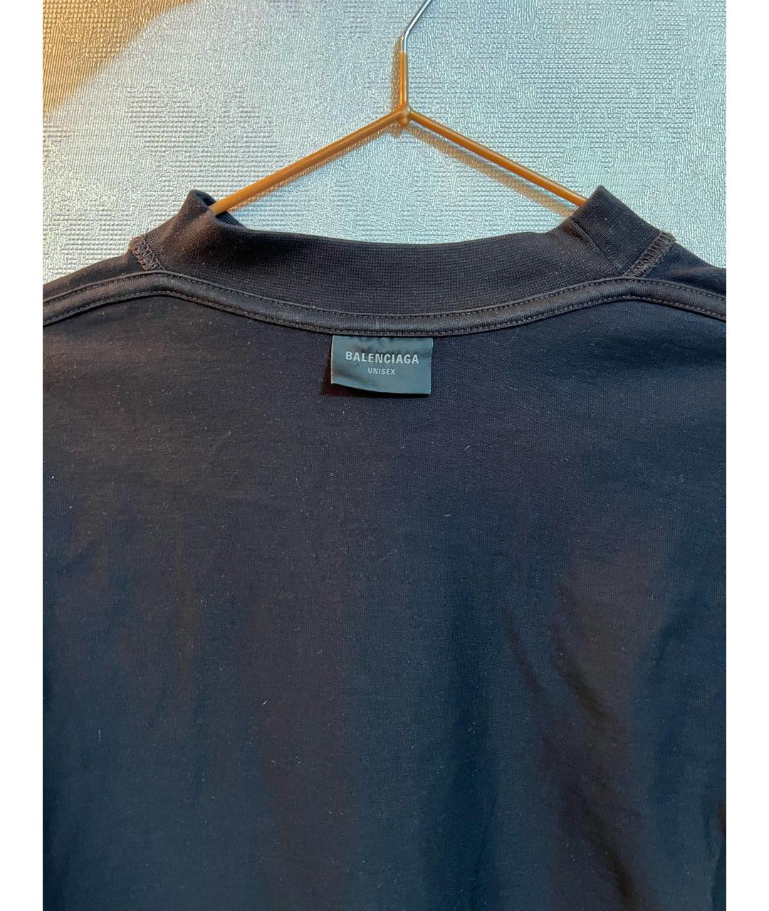 BALENCIAGA Черная хлопковая футболка, фото 3