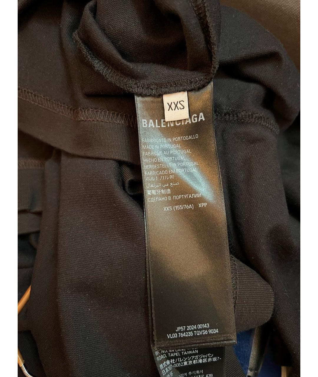 BALENCIAGA Черная хлопковая футболка, фото 5