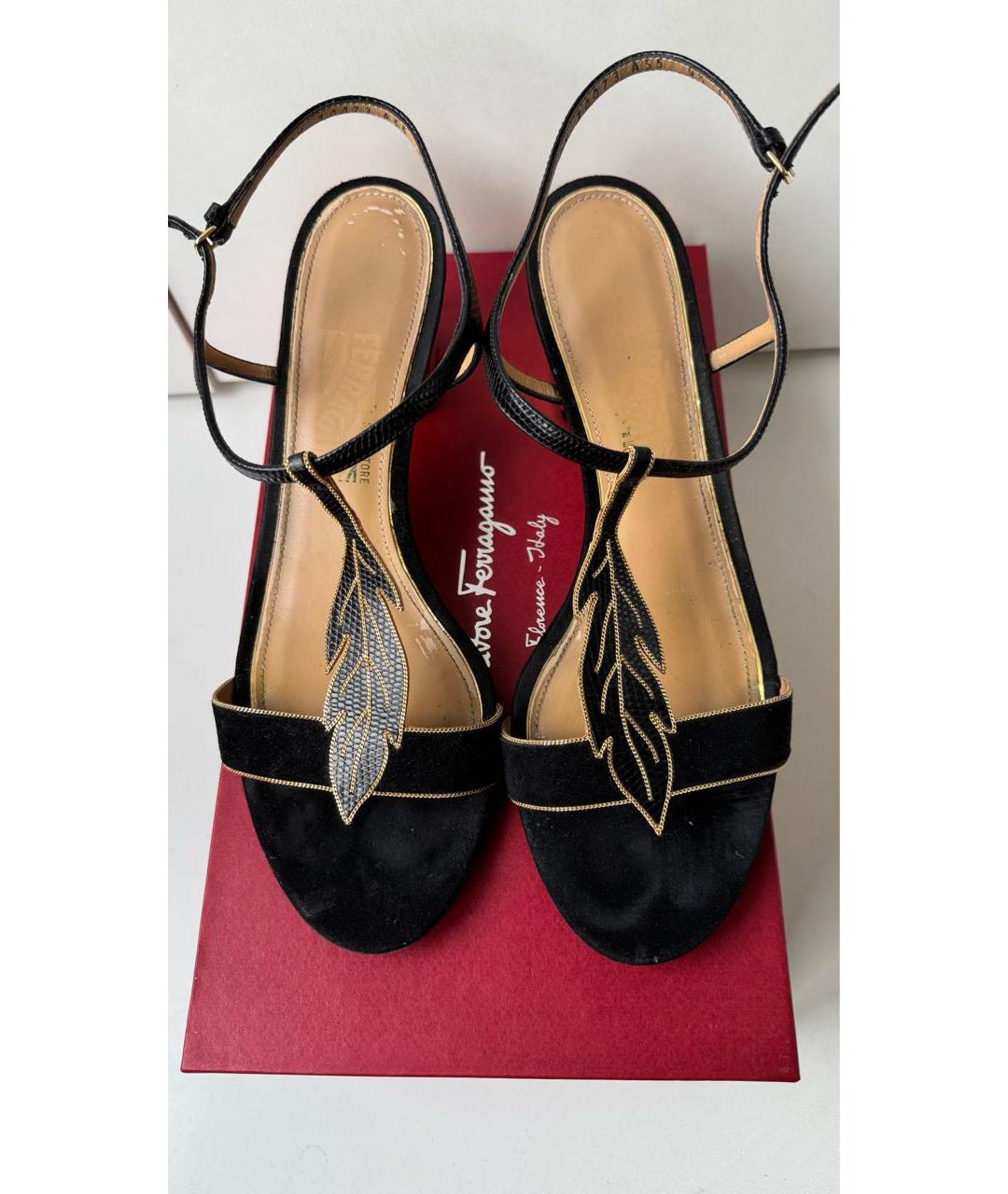 FERRAGAMO Черные кожаные босоножки, фото 3