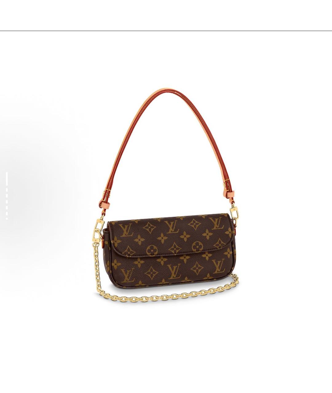 LOUIS VUITTON Коричневая кожаная сумка через плечо, фото 5