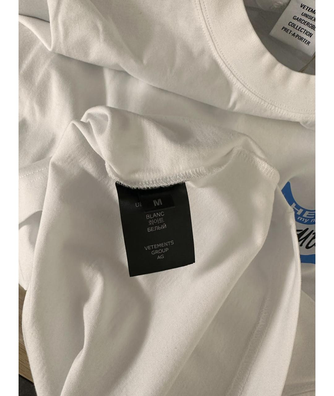 VETEMENTS Белая хлопковая футболка, фото 4