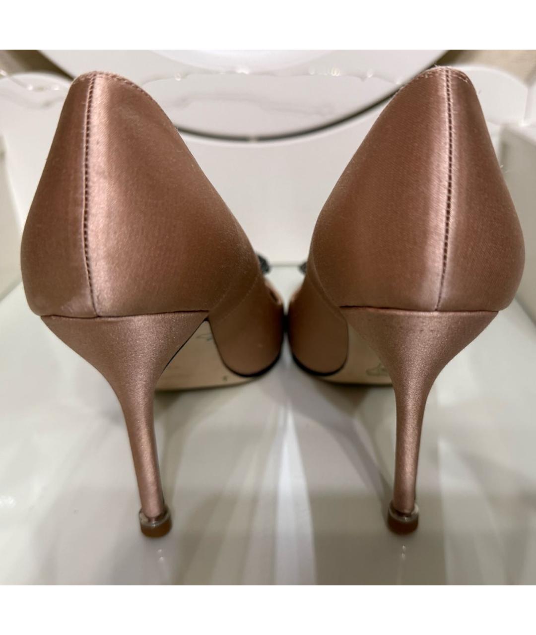 MANOLO BLAHNIK Бежевые текстильные туфли, фото 4