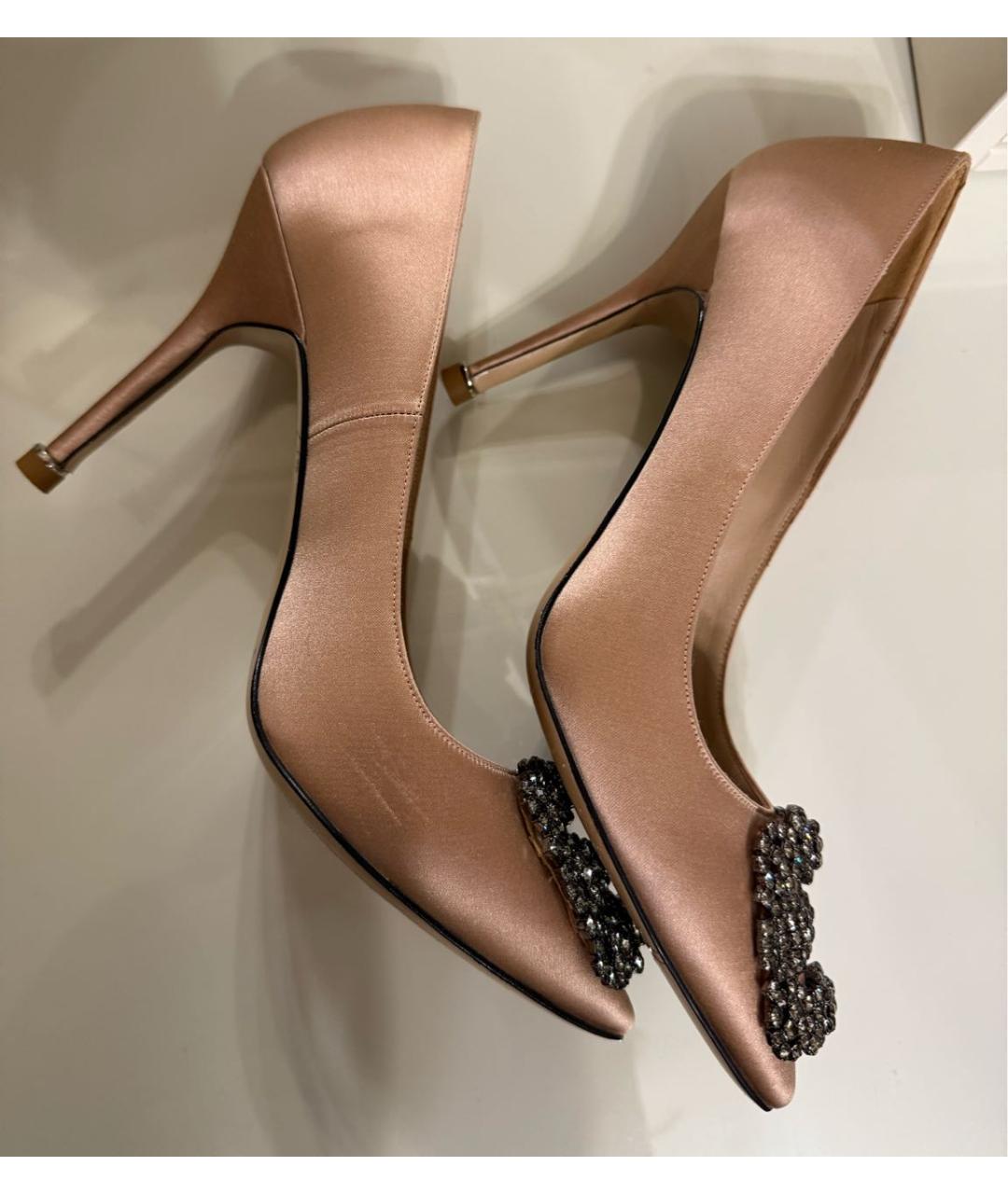 MANOLO BLAHNIK Бежевые текстильные туфли, фото 3