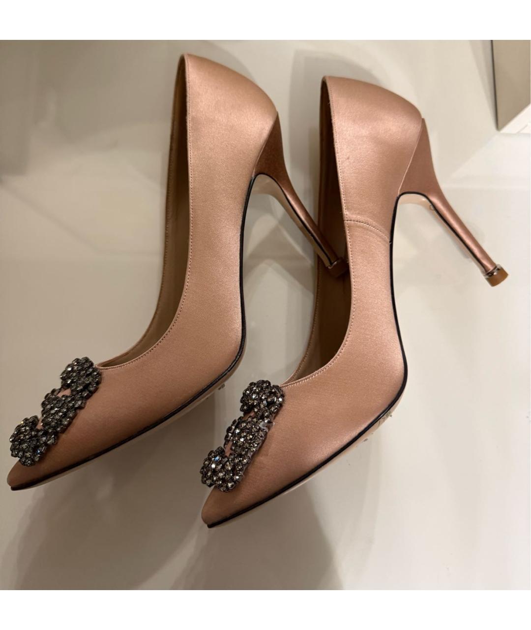 MANOLO BLAHNIK Бежевые текстильные туфли, фото 5