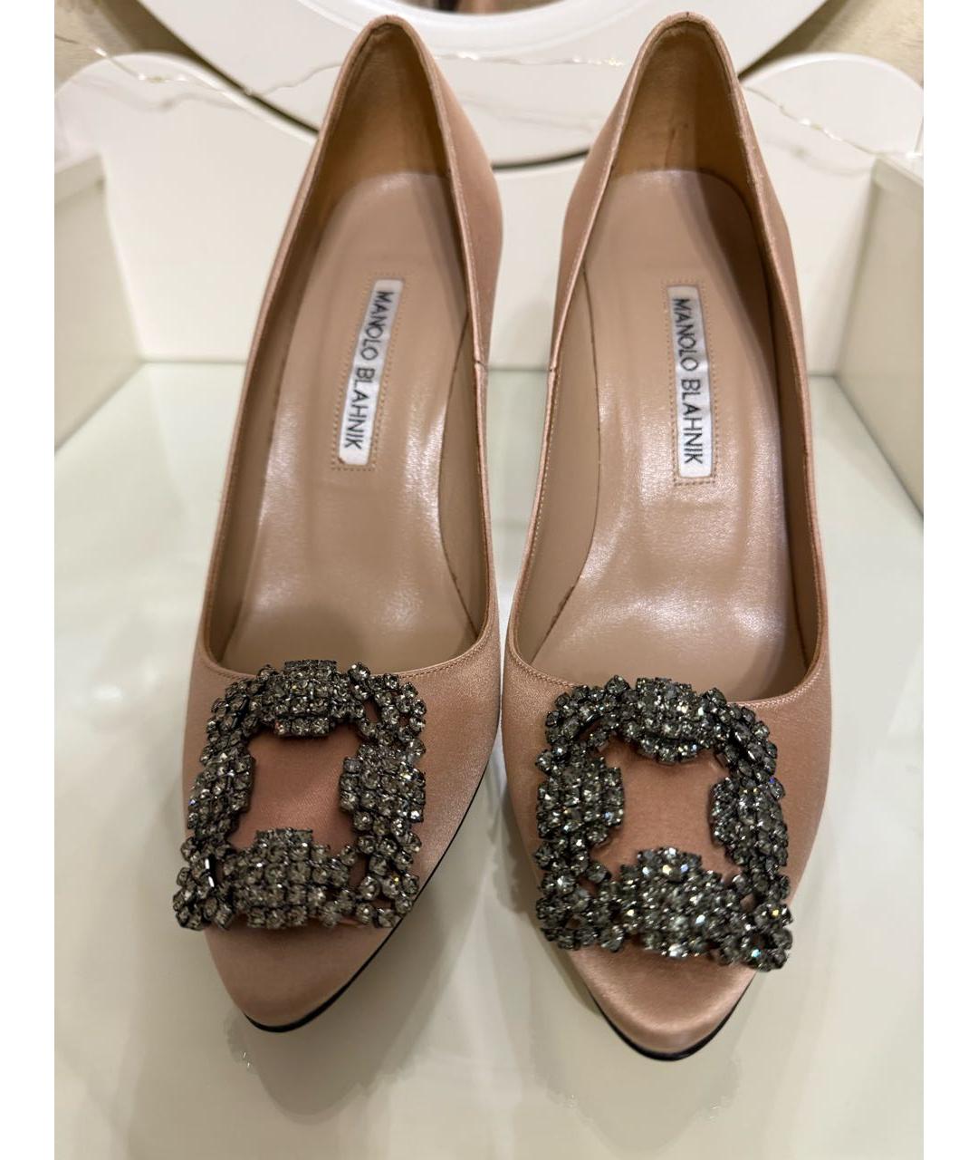 MANOLO BLAHNIK Бежевые текстильные туфли, фото 2
