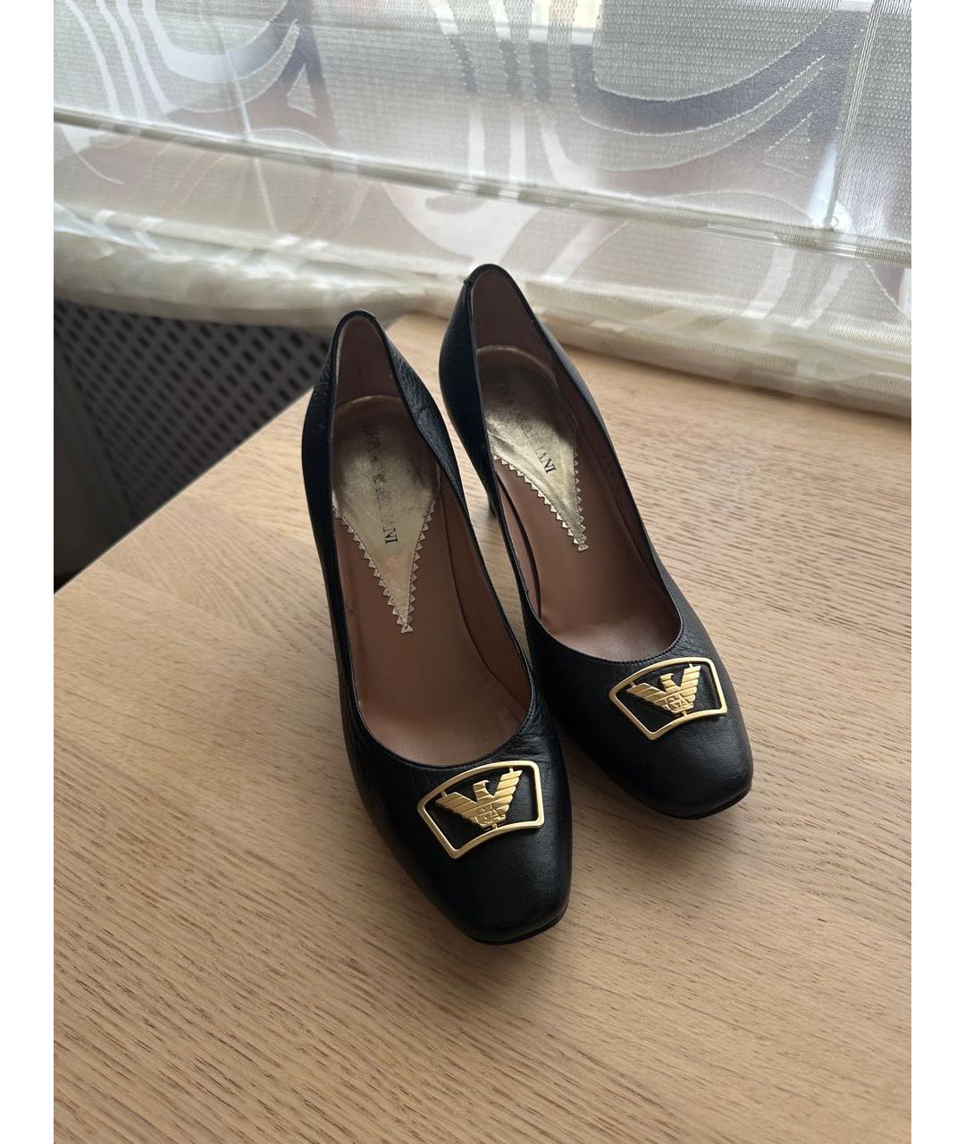 EMPORIO ARMANI Черные кожаные туфли, фото 2