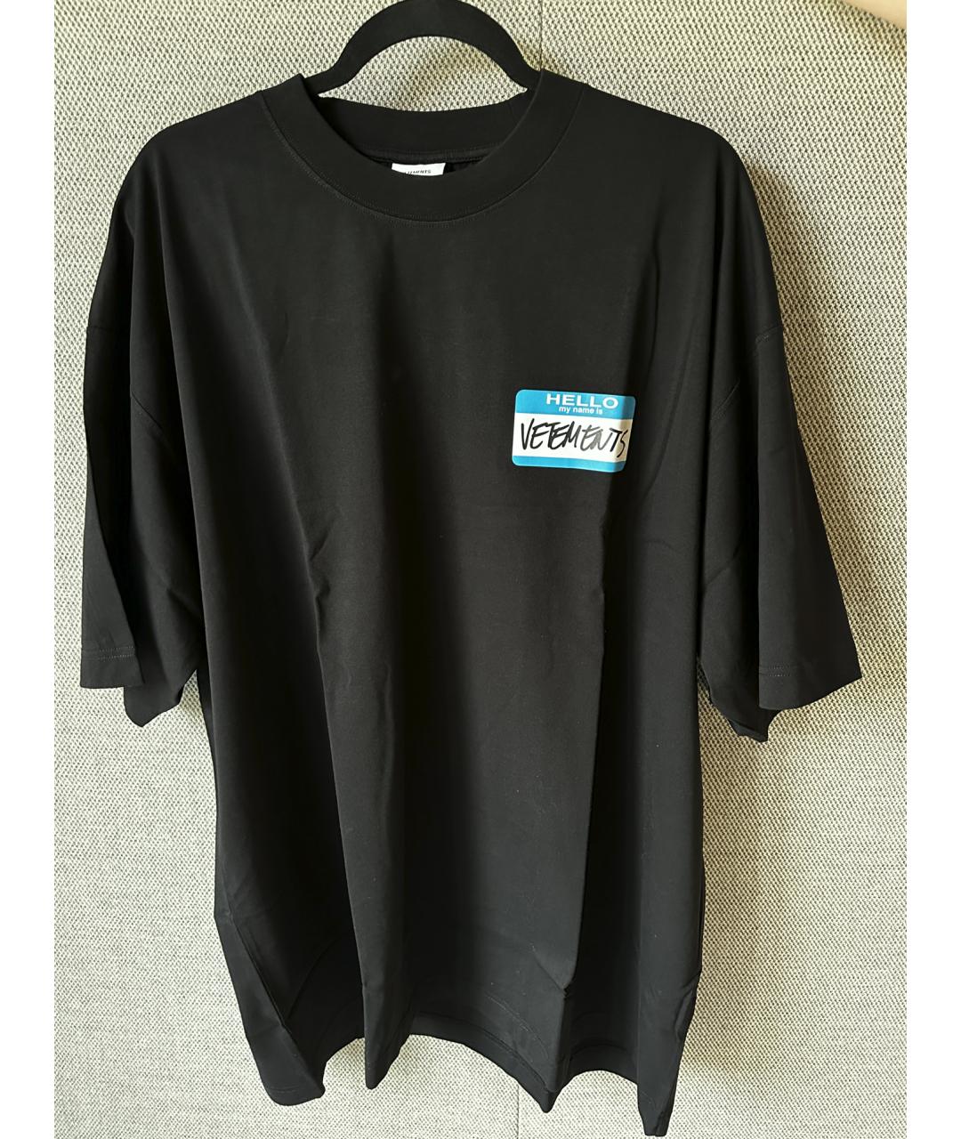VETEMENTS Черная хлопковая футболка, фото 2