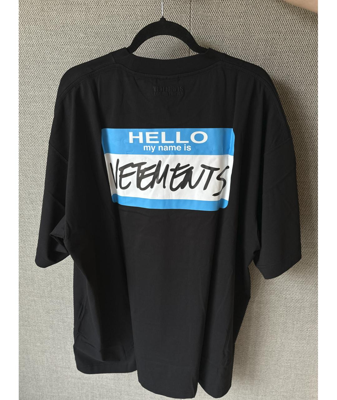 VETEMENTS Черная хлопковая футболка, фото 3