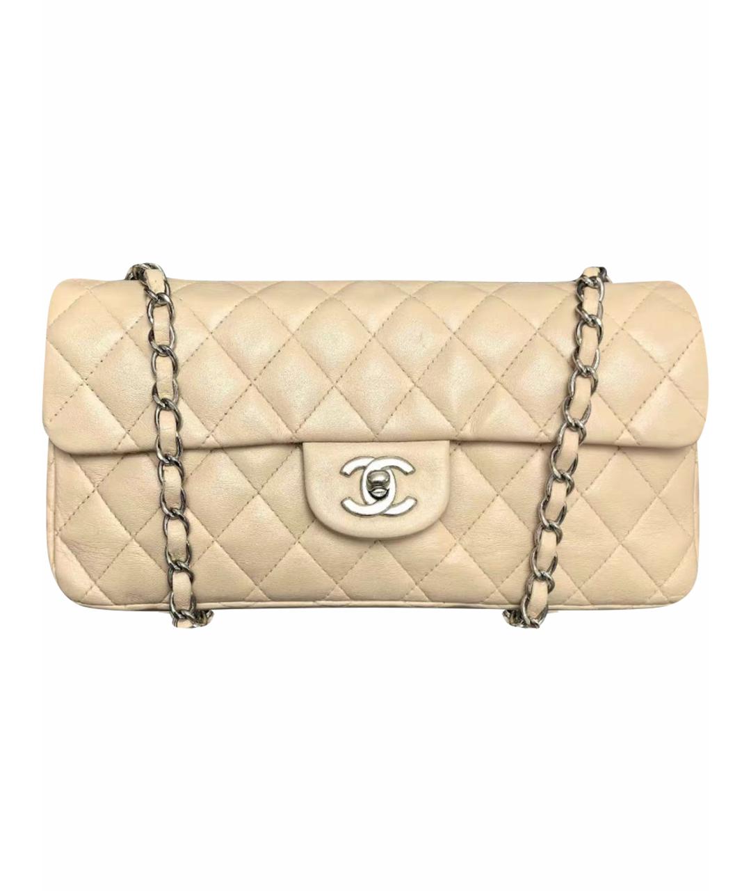 CHANEL Бежевая кожаная сумка через плечо, фото 1