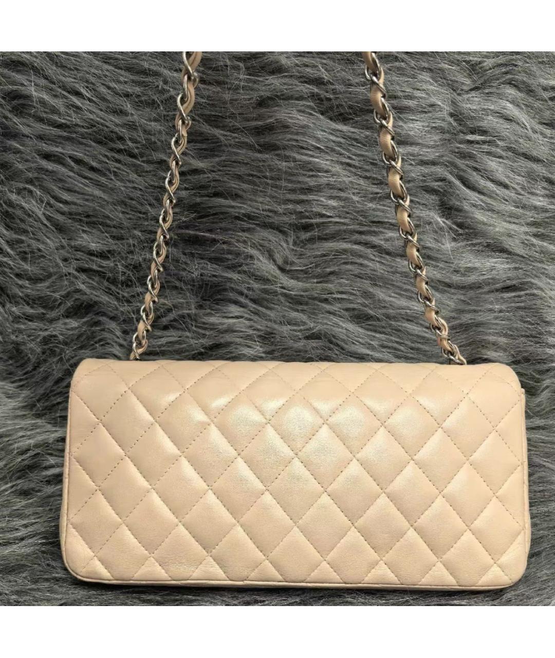 CHANEL Бежевая кожаная сумка через плечо, фото 2