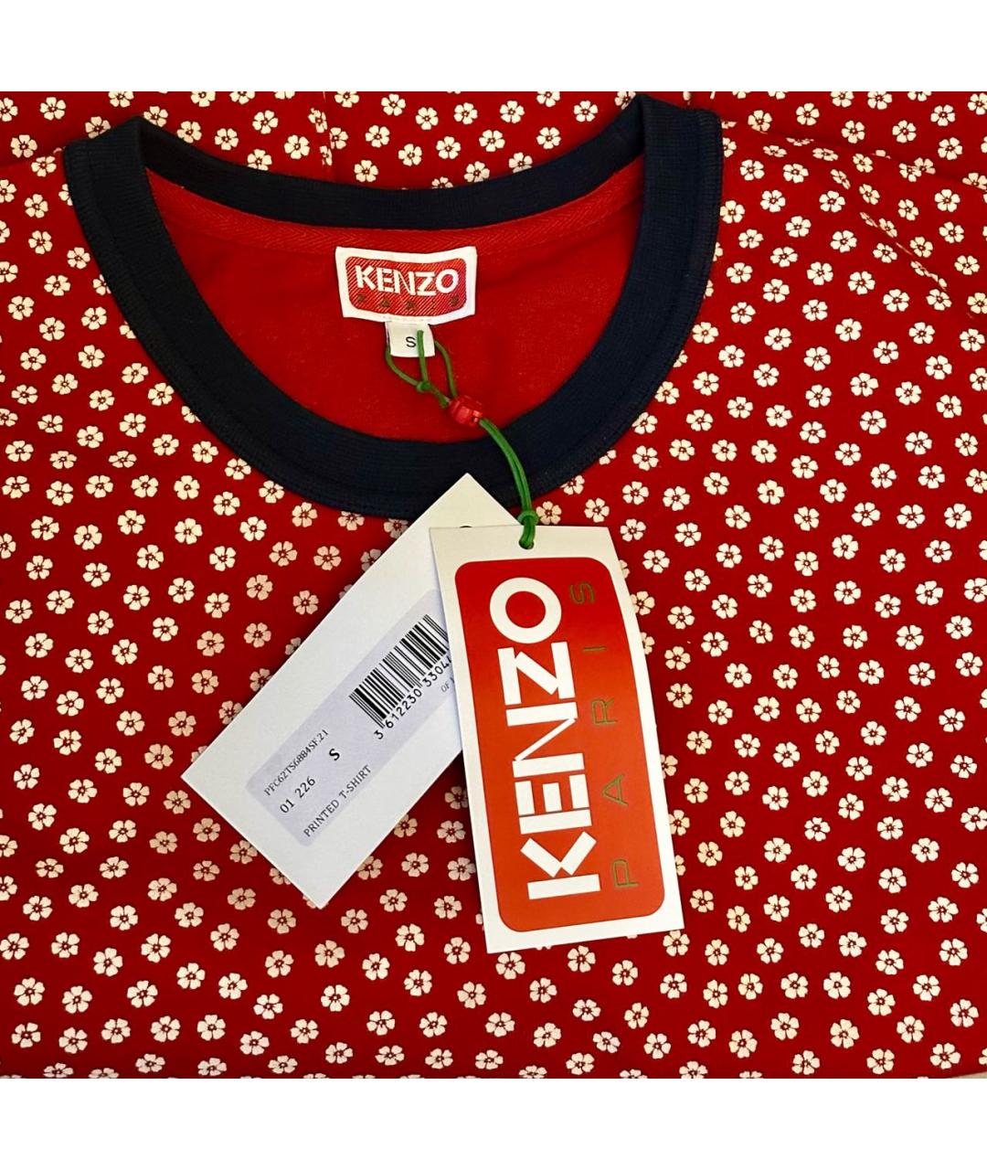 KENZO Красная хлопковая футболка, фото 3