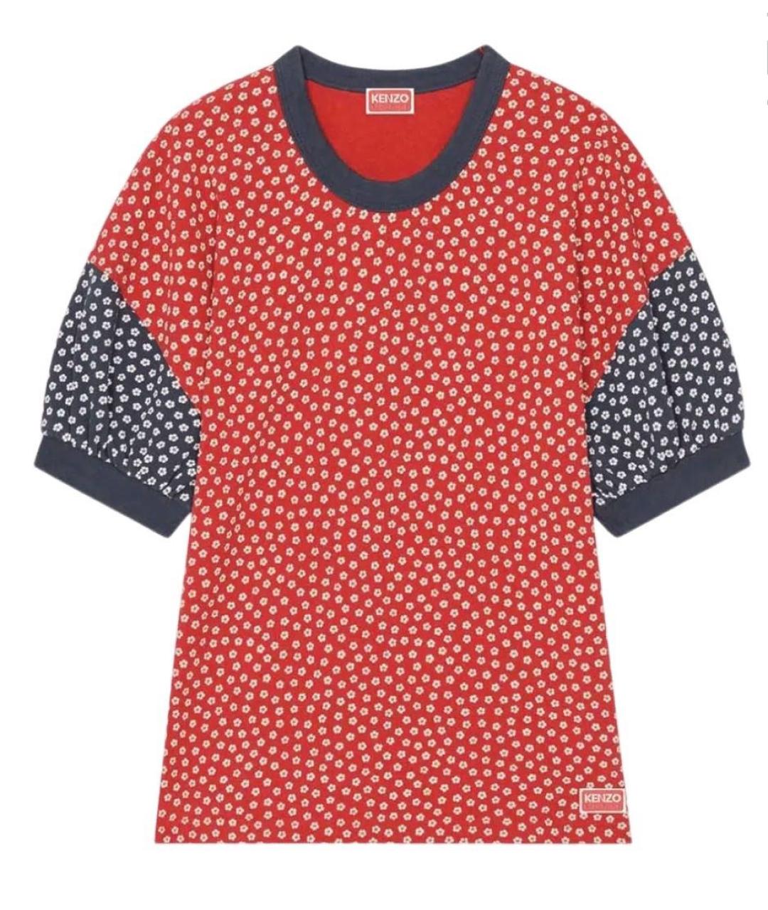 KENZO Красная хлопковая футболка, фото 1