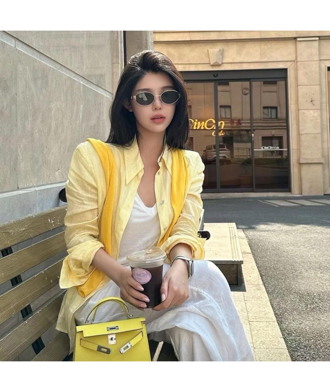 CELINE Золотые солнцезащитные очки, фото 4