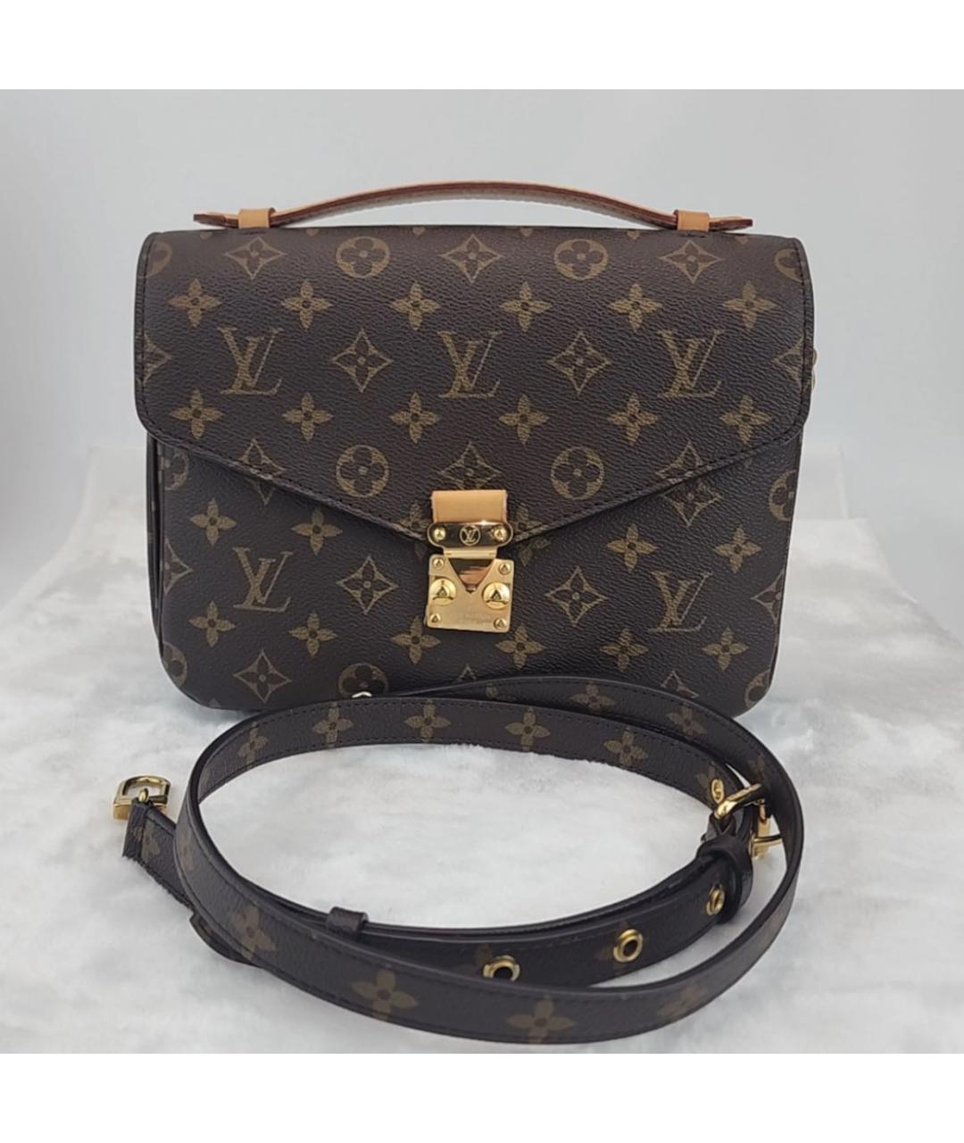 LOUIS VUITTON Коричневая кожаная сумка через плечо, фото 7