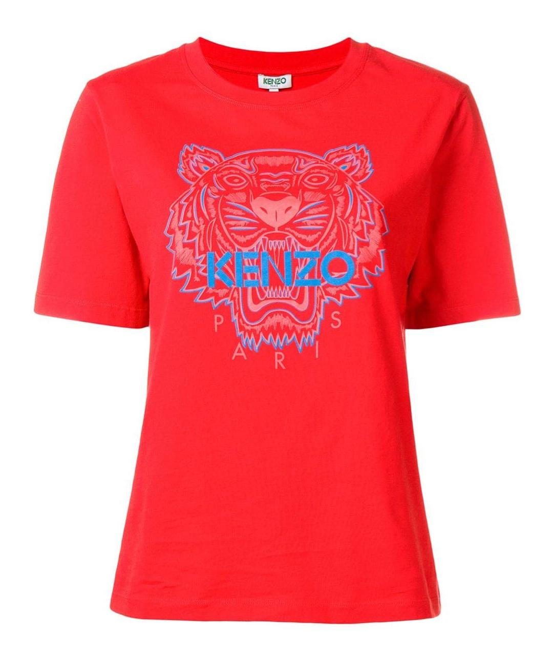 KENZO Красная хлопковая футболка, фото 1